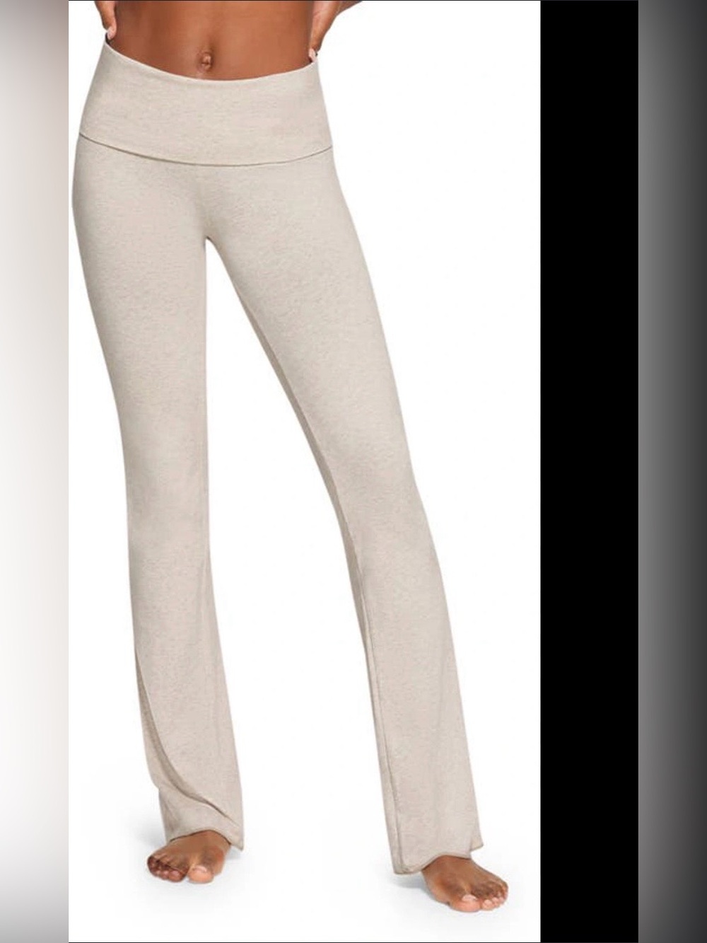 Skims Foldover Pants In Heather Oatmeal Cotton Small